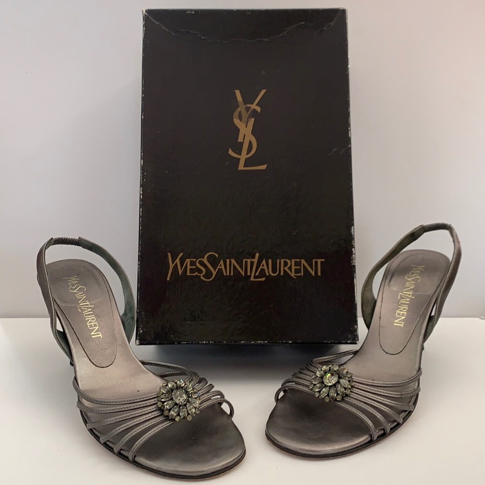 YSL YVES SAINT LAURENT Rhinestone Strappy Heels Size 7.5